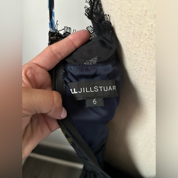 Anthropologie Jill Stuart Margaret Maxi Dress Blue Floral Printed Lace Trim sz 6 - Picture 7 of 7